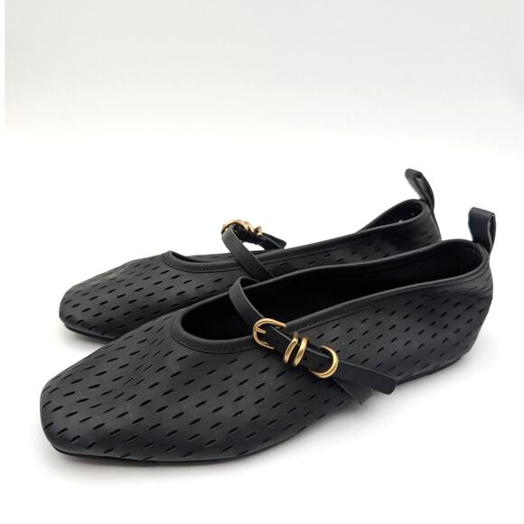 Rag & Bone Spire Perforated Mary Jane Flat Women's Black Leather Size US8.5 EU39 - Picture 1 of 13